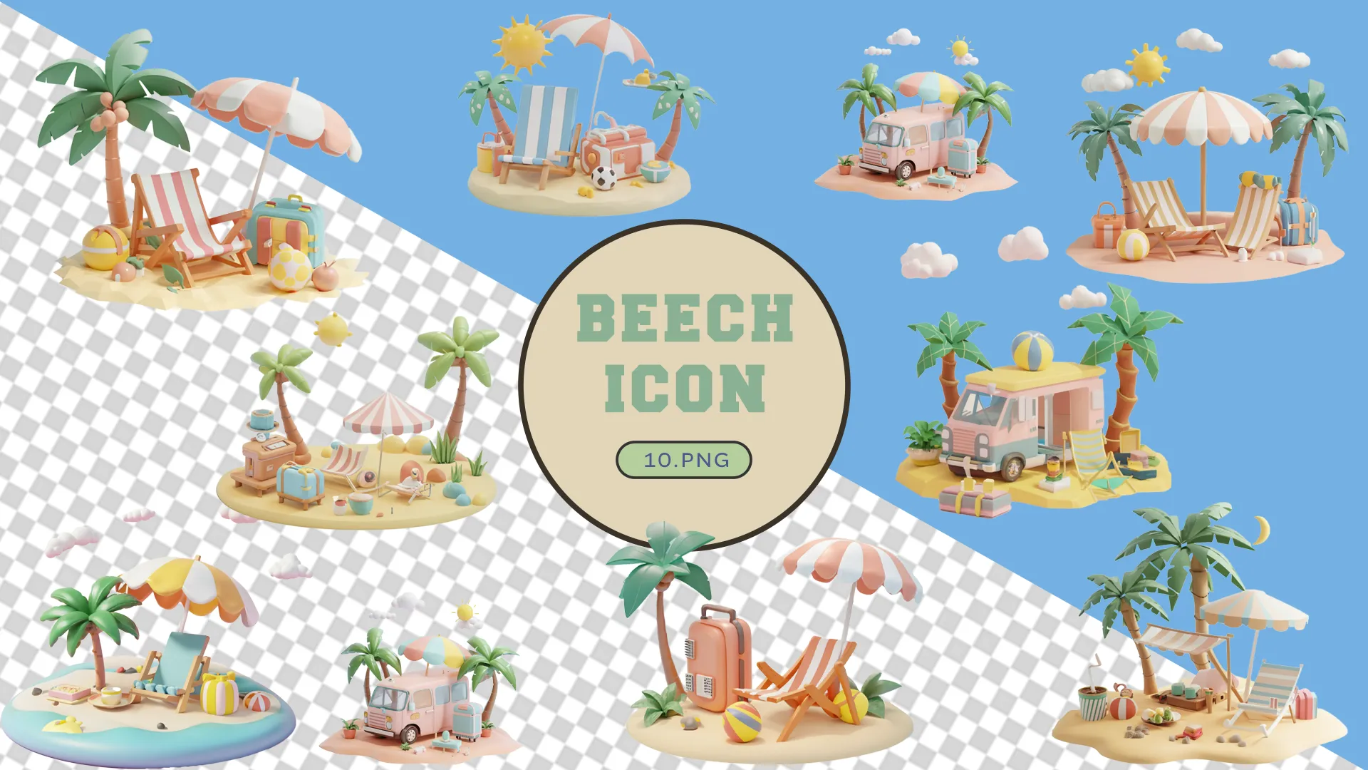 Sunny Beachside 3D Pack for Travel Marketing image